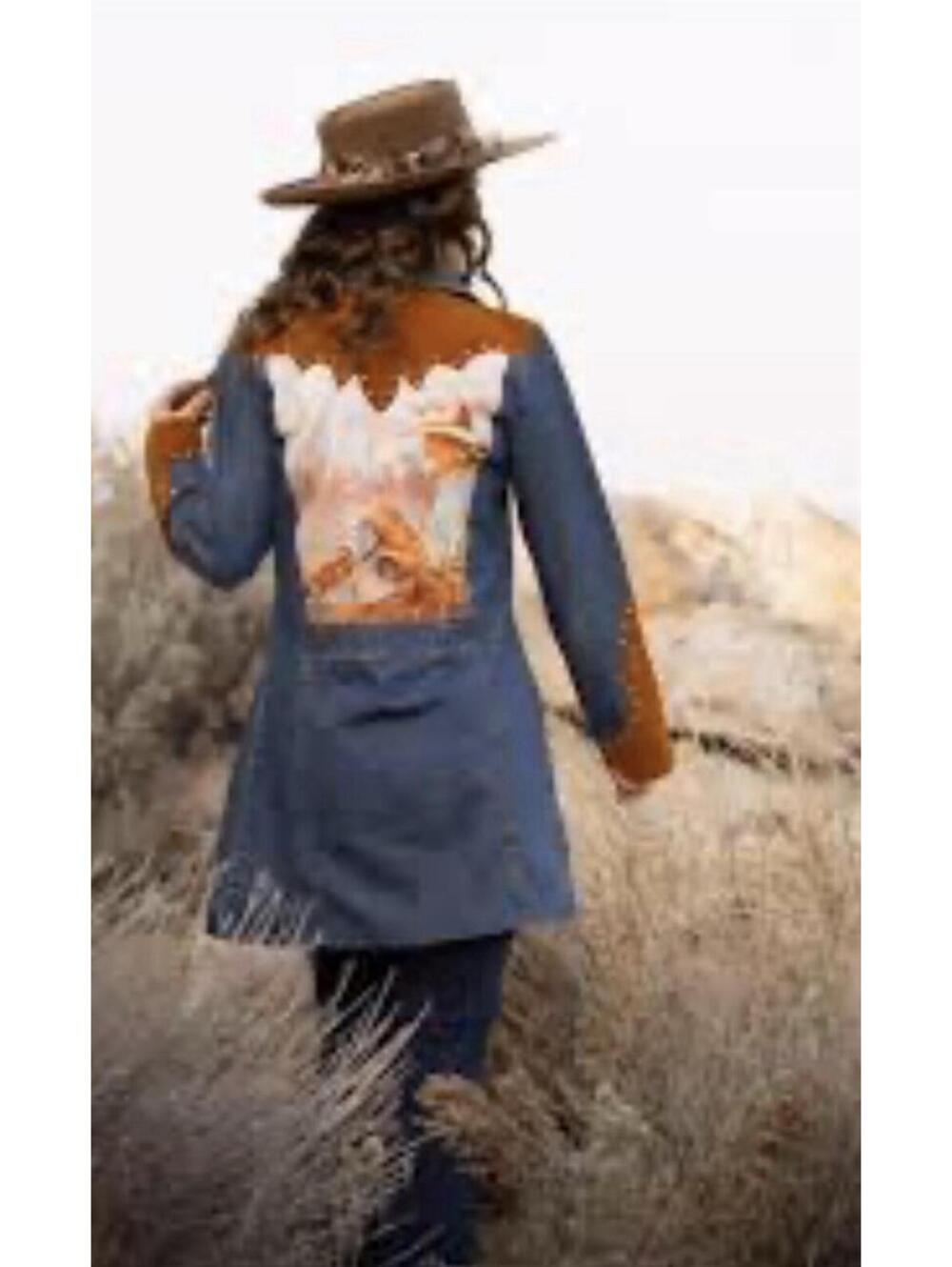 Doreman Burns Cowgirls Vintage Western Denim Dress Size Medium